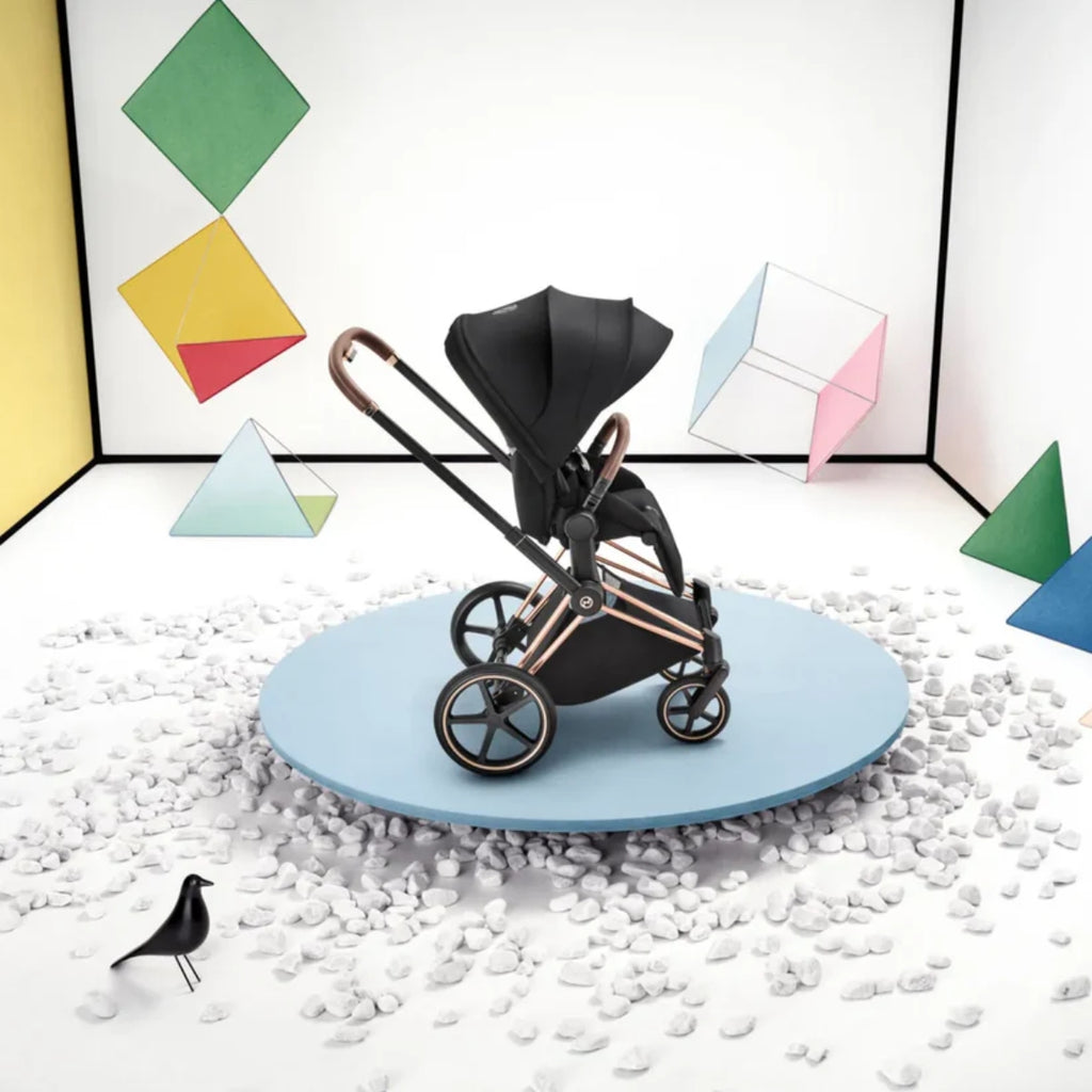 Carrinho De Bebê Cybex Priam Comfort Collection Matte Black / Coconut Brown - Travel System Completo e Versátil