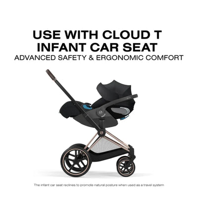 Carrinho De Bebê Cybex Priam Comfort Collection Matte Black / Cozy Beige - Travel System Completo e Versátil