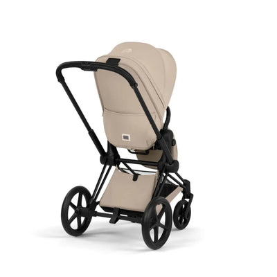 Carrinho De Bebê Cybex Priam Comfort Collection Matte Black / Cozy Beige - Passeios Mais Suaves em Qualquer Terreno